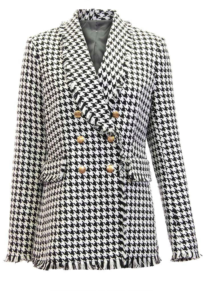 Double Breasted Houndstooth Blazer – Dolce Cabo