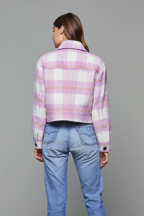 Brushed Flannel Plaid Short Jacket