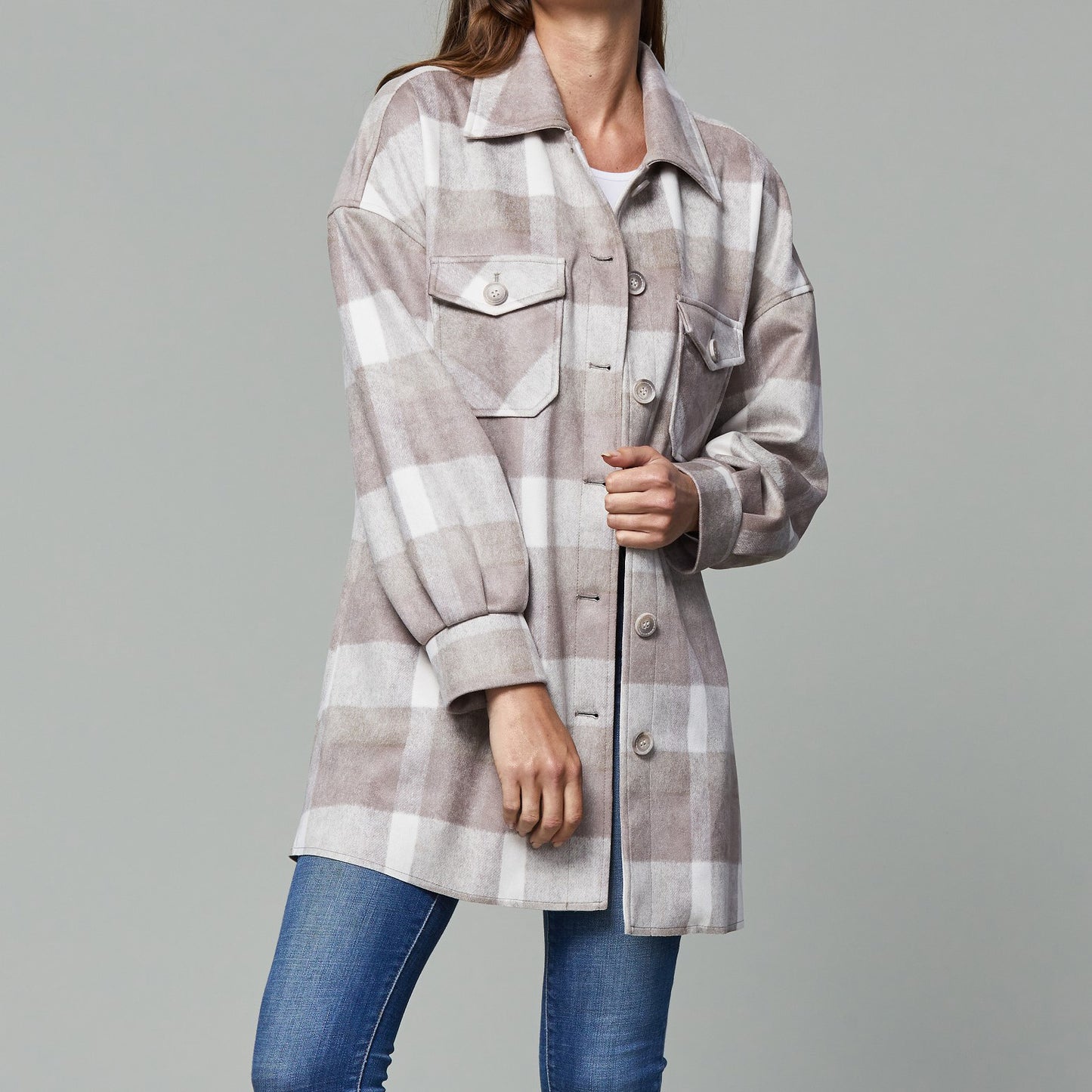 DOLCE CABO Brushed Flannel Short Shirt Jacket