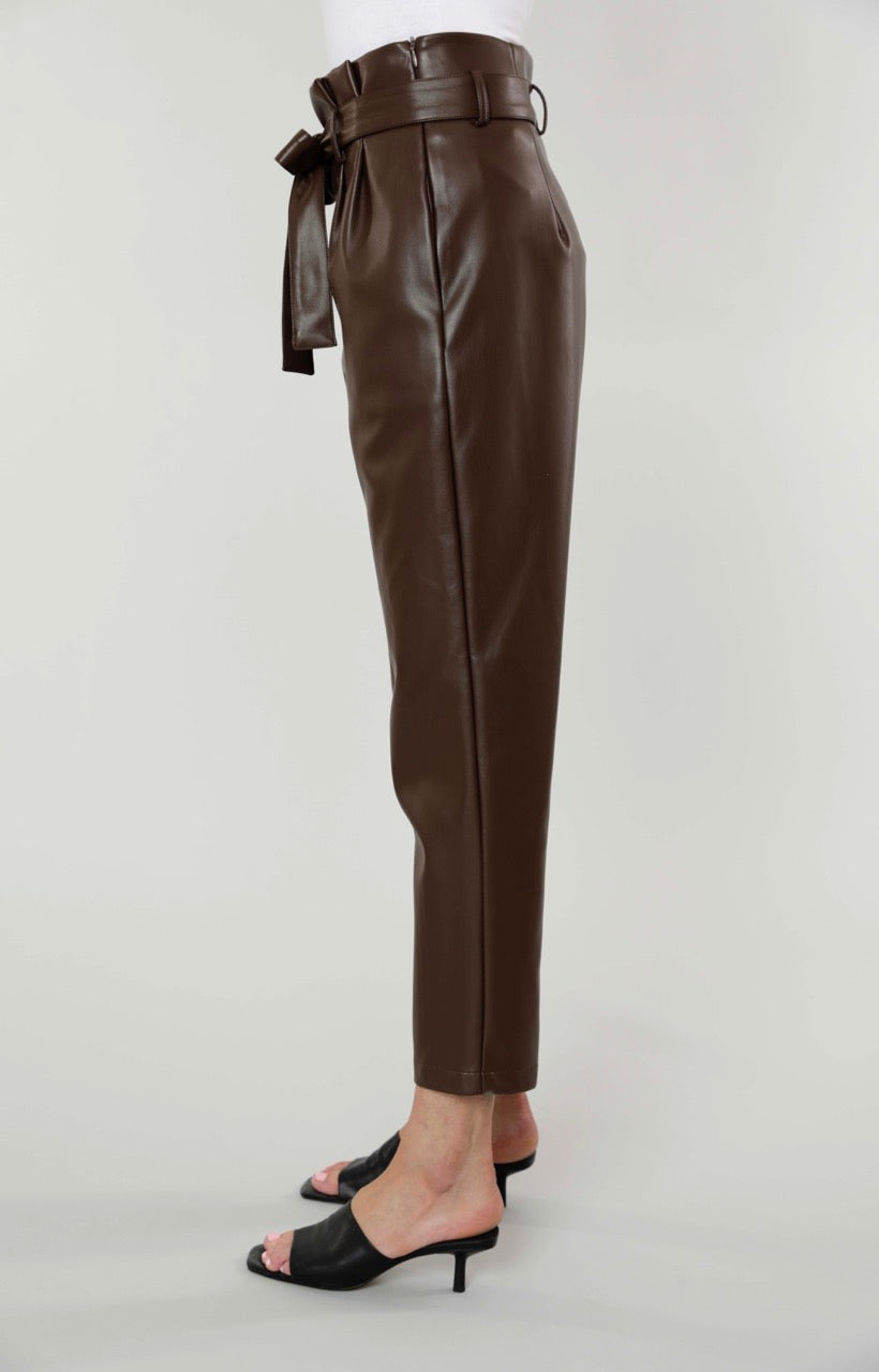 Faux Leather Paper Bag Pants