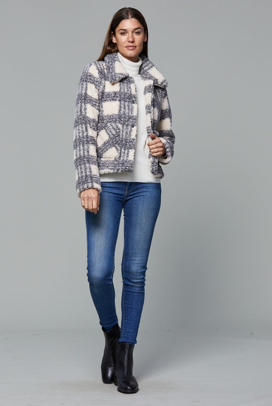 Load image into Gallery viewer, Faux Fur Cozy Plaid Jacket
