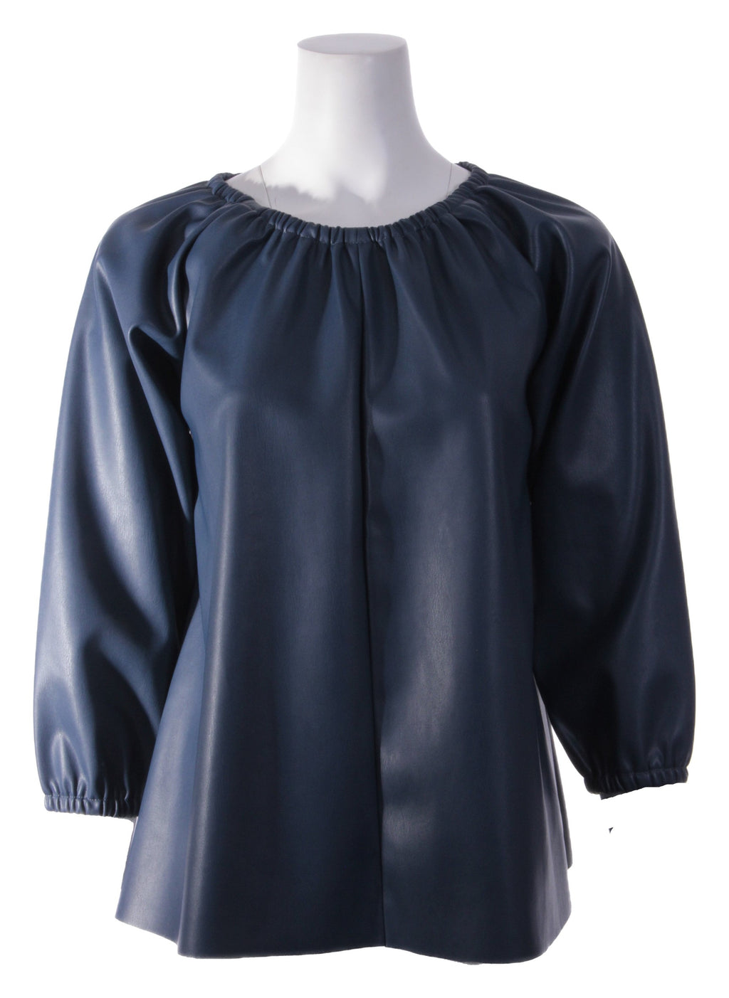 Faux Leather Puff Sleeve Top