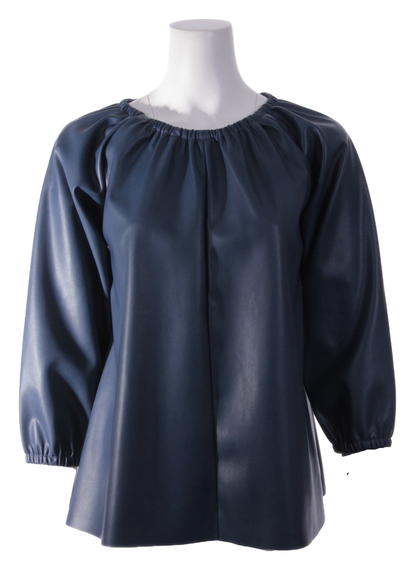 Faux Leather Puff Sleeve Top