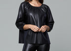 Faux Leather Puff Sleeve Top