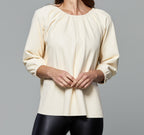Faux Leather Puff Sleeve Top