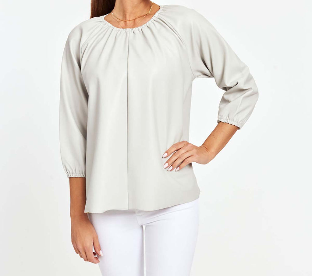 Faux Leather Puff Sleeve Top