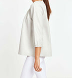 Faux Leather Puff Sleeve Top