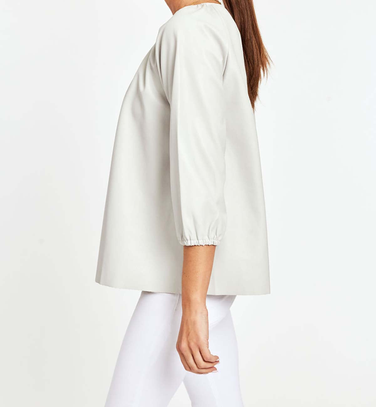 Faux Leather Puff Sleeve Top