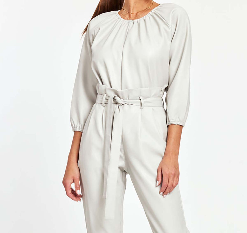 Faux Leather Puff Sleeve Top