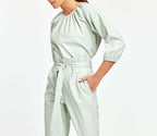 Faux Leather Puff Sleeve Top