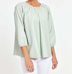 Faux Leather Puff Sleeve Top