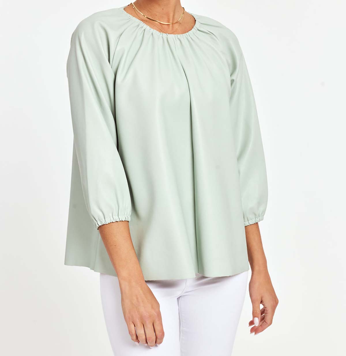 Faux Leather Puff Sleeve Top