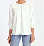 Faux Leather Puff Sleeve Top