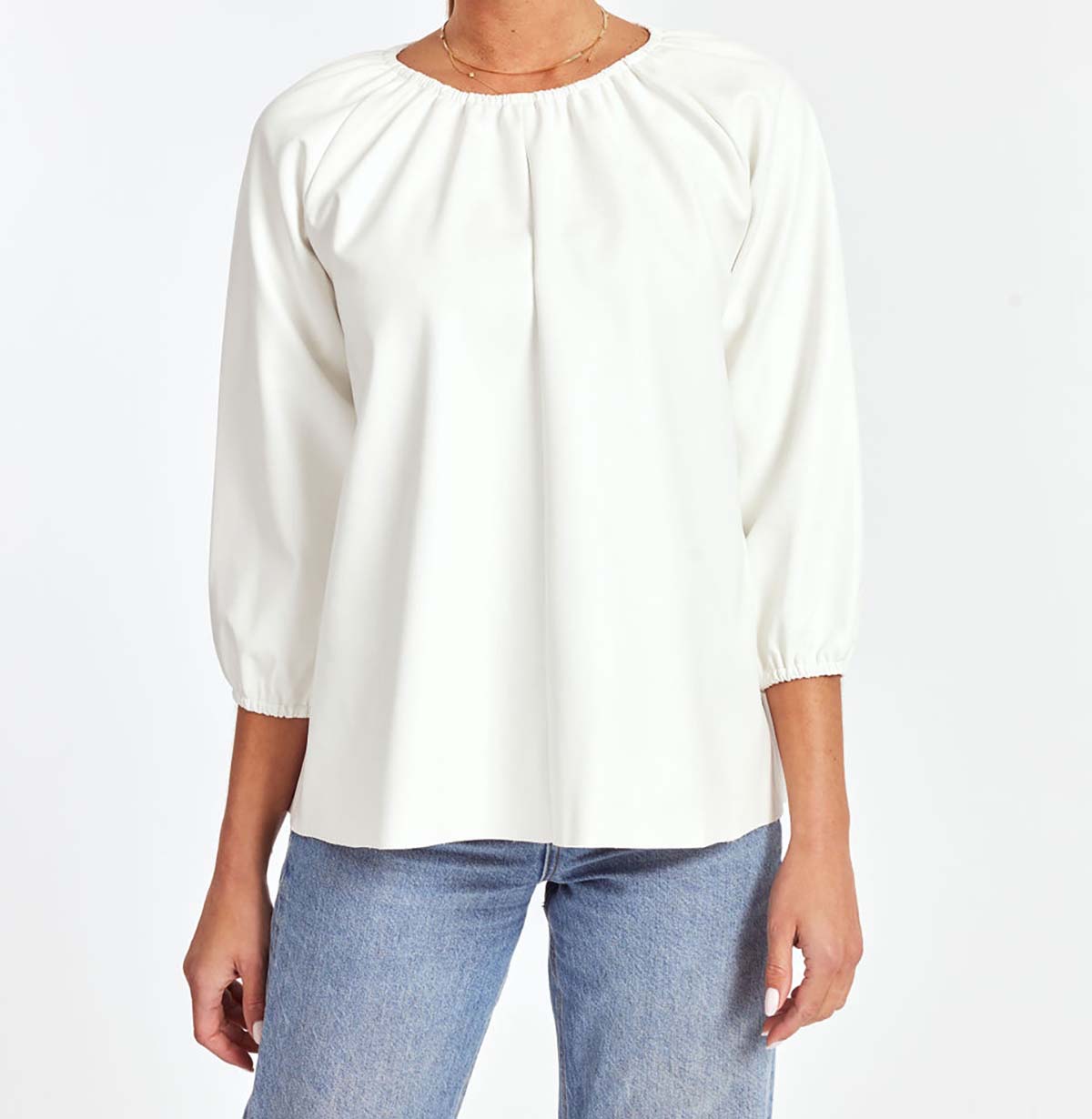 Faux Leather Puff Sleeve Top