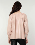 Faux Leather Puff Sleeve Top