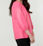 Faux Leather Puff Sleeve Top
