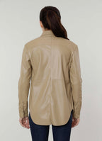 Faux Leather Button Up Shirt