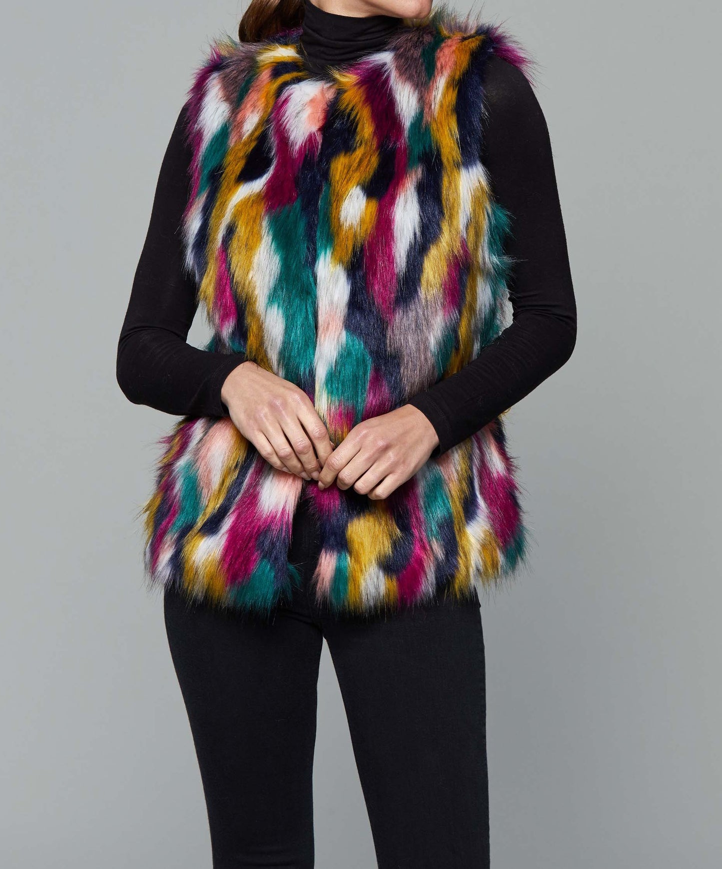 Multicolor Faux Fur Vest – Dolce Cabo