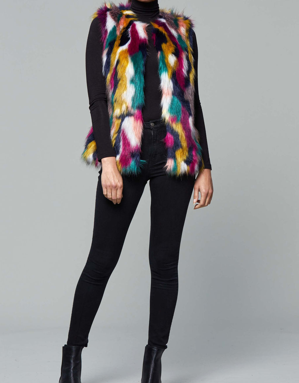 Multicolor Faux Fur Vest