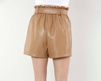 Faux Leather Paper Bag Shorts