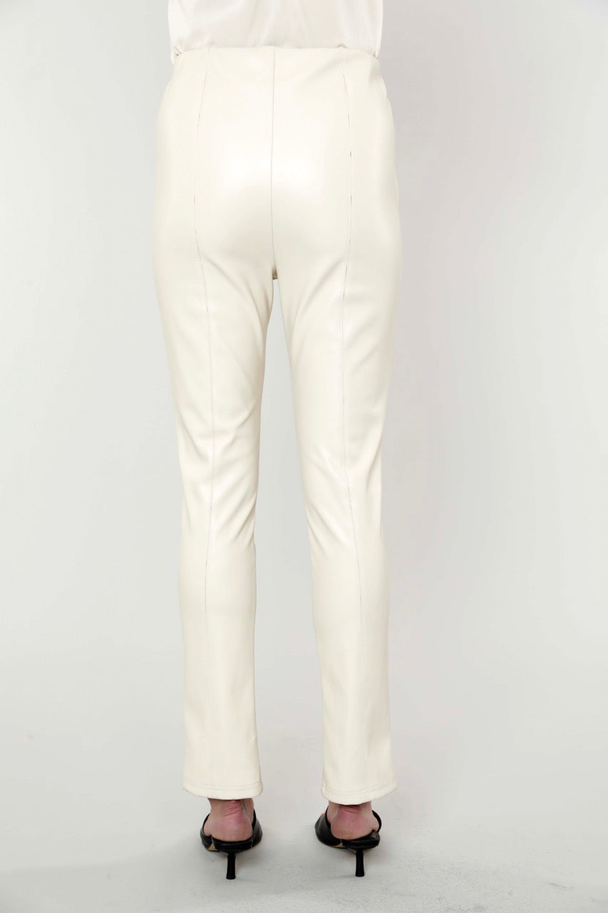 Faux Leather Split Hem Leggings