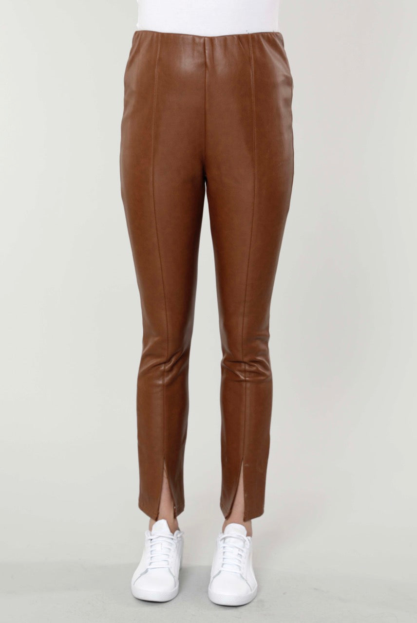 Leather-effect leggings with split hems