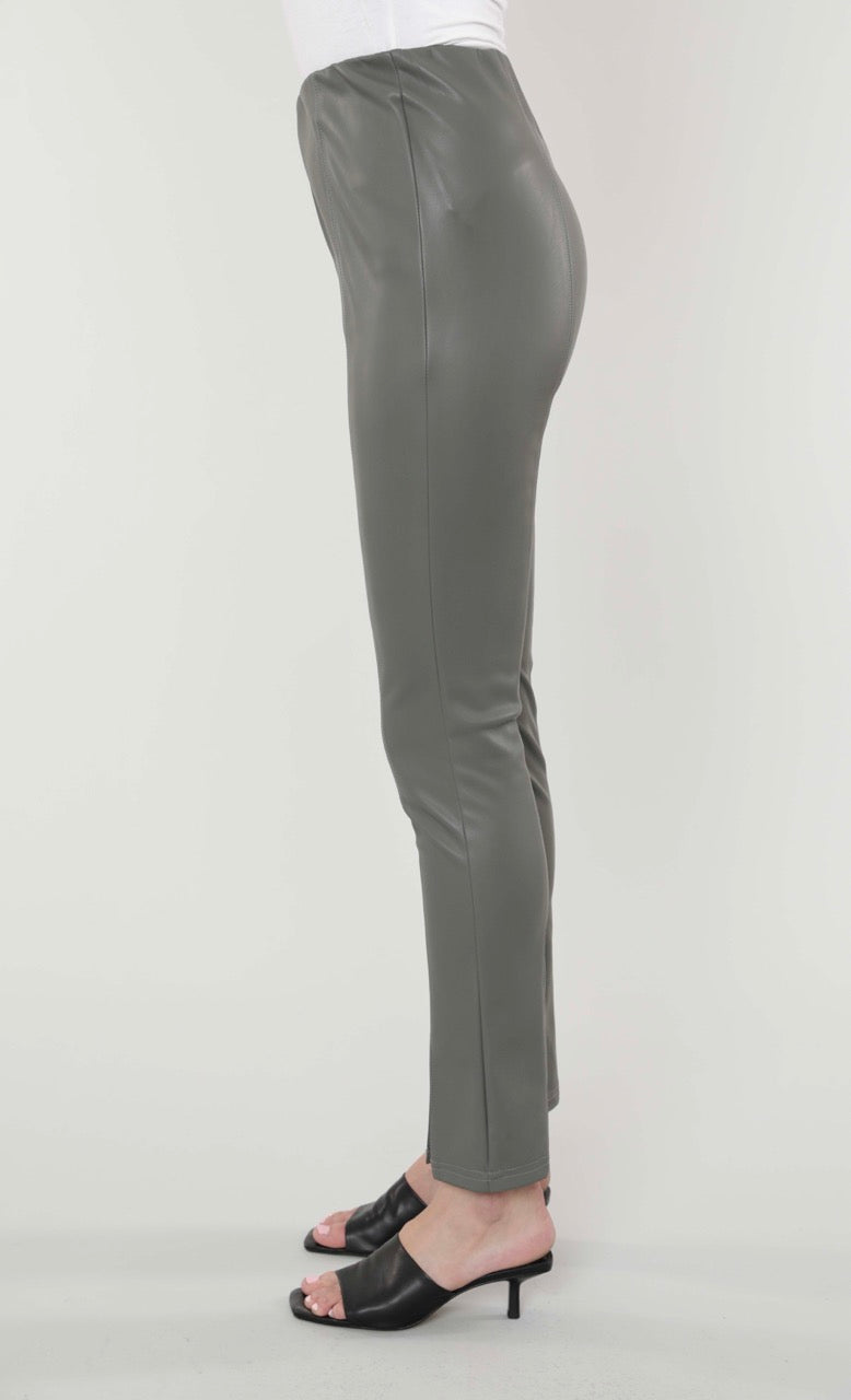 Faux Leather Split Hem Leggings