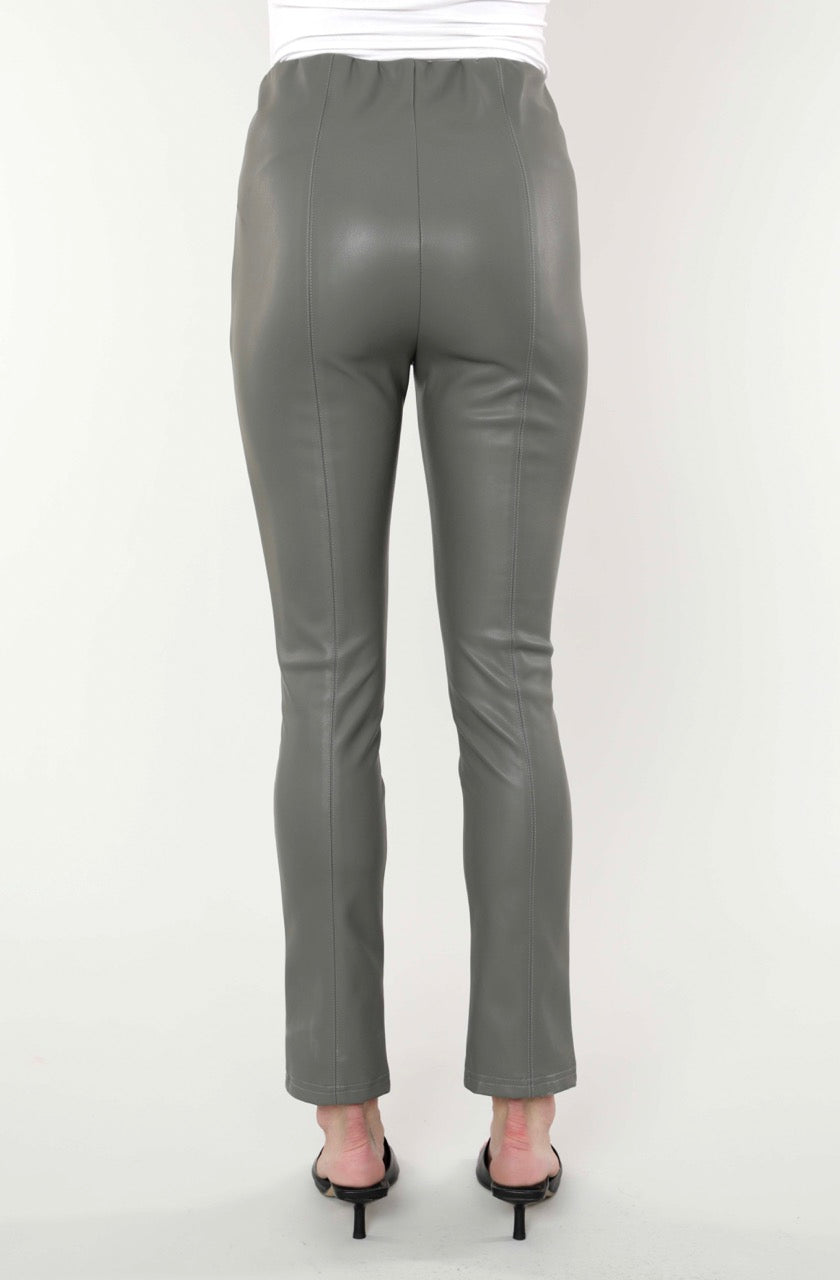 Faux Leather Split Hem Leggings