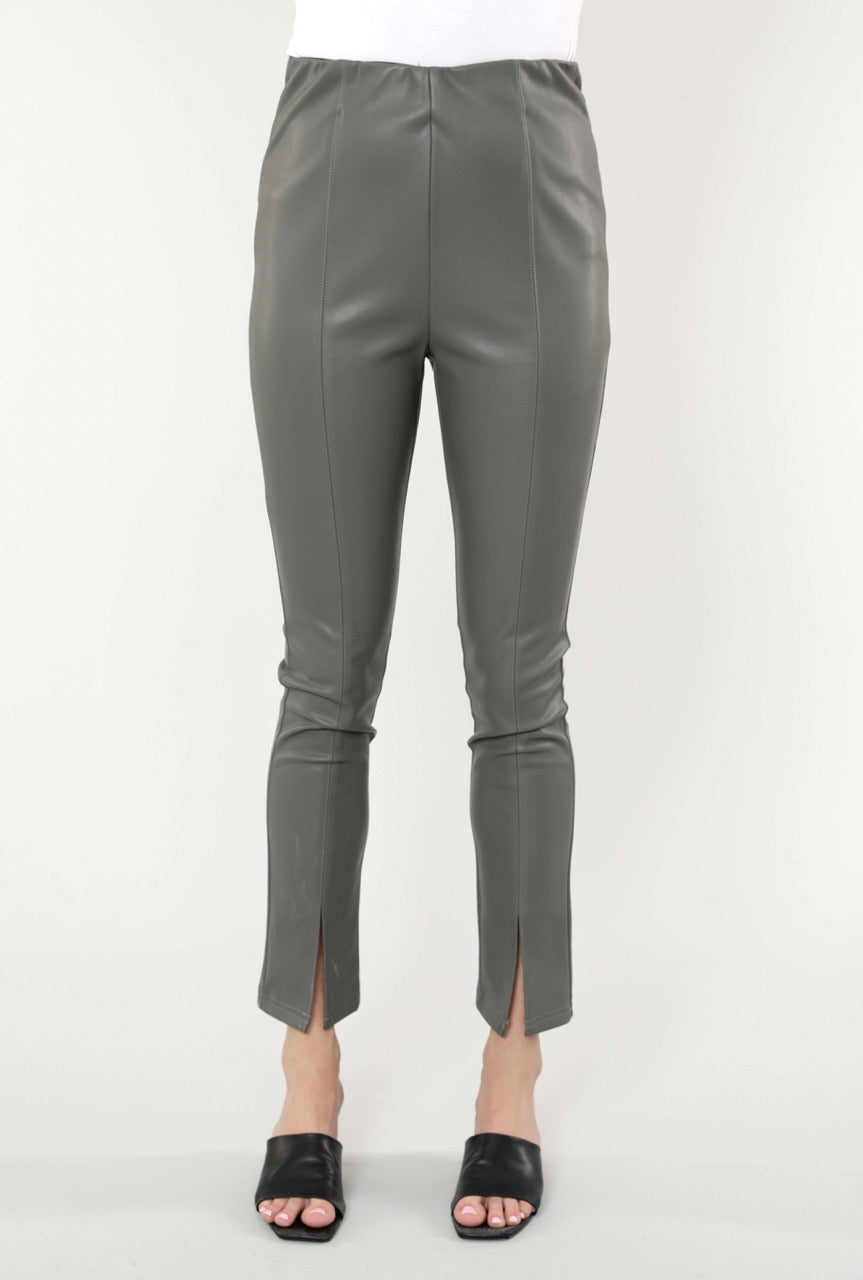 Faux Leather Split Hem Leggings