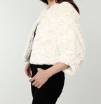 Textured Cropped Faux Fur Jacket