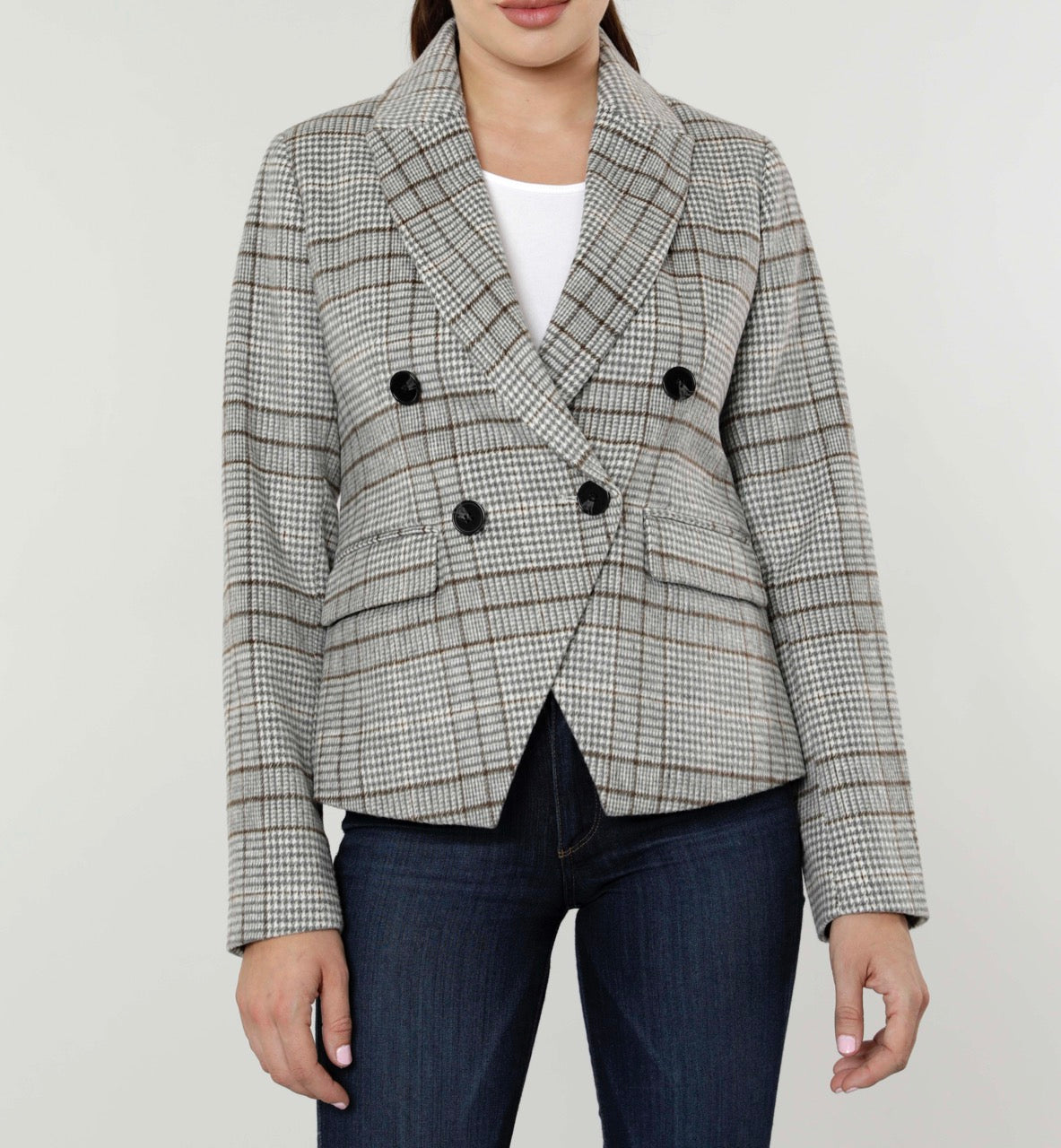 Plaid Double Breasted Blazer