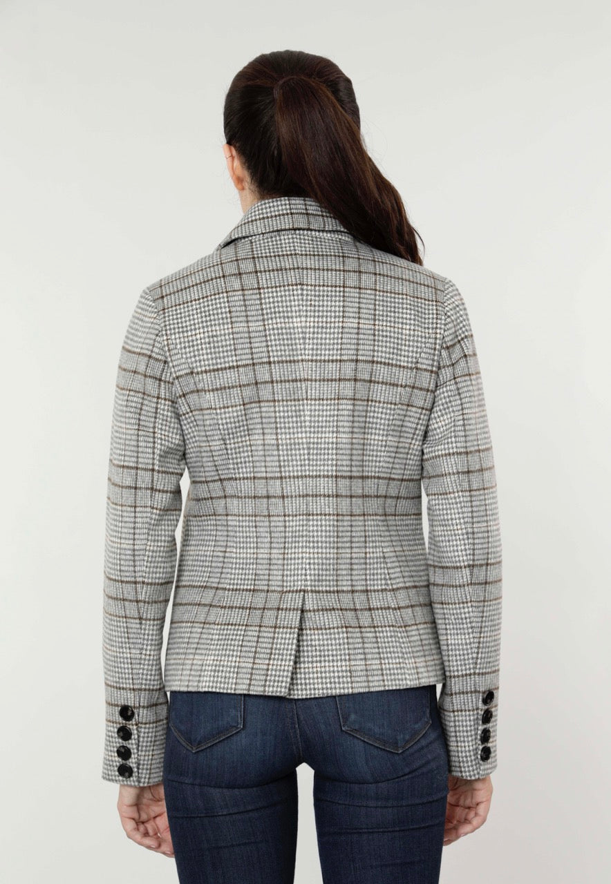 Double Breasted Houndstooth Blazer with Lurex Thread – Dolce Cabo