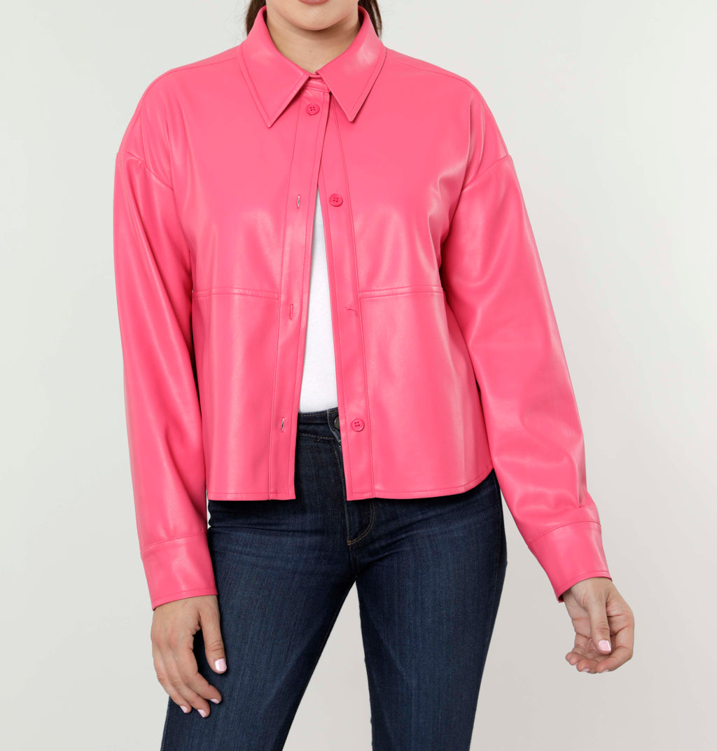 Faux Leather Shacket