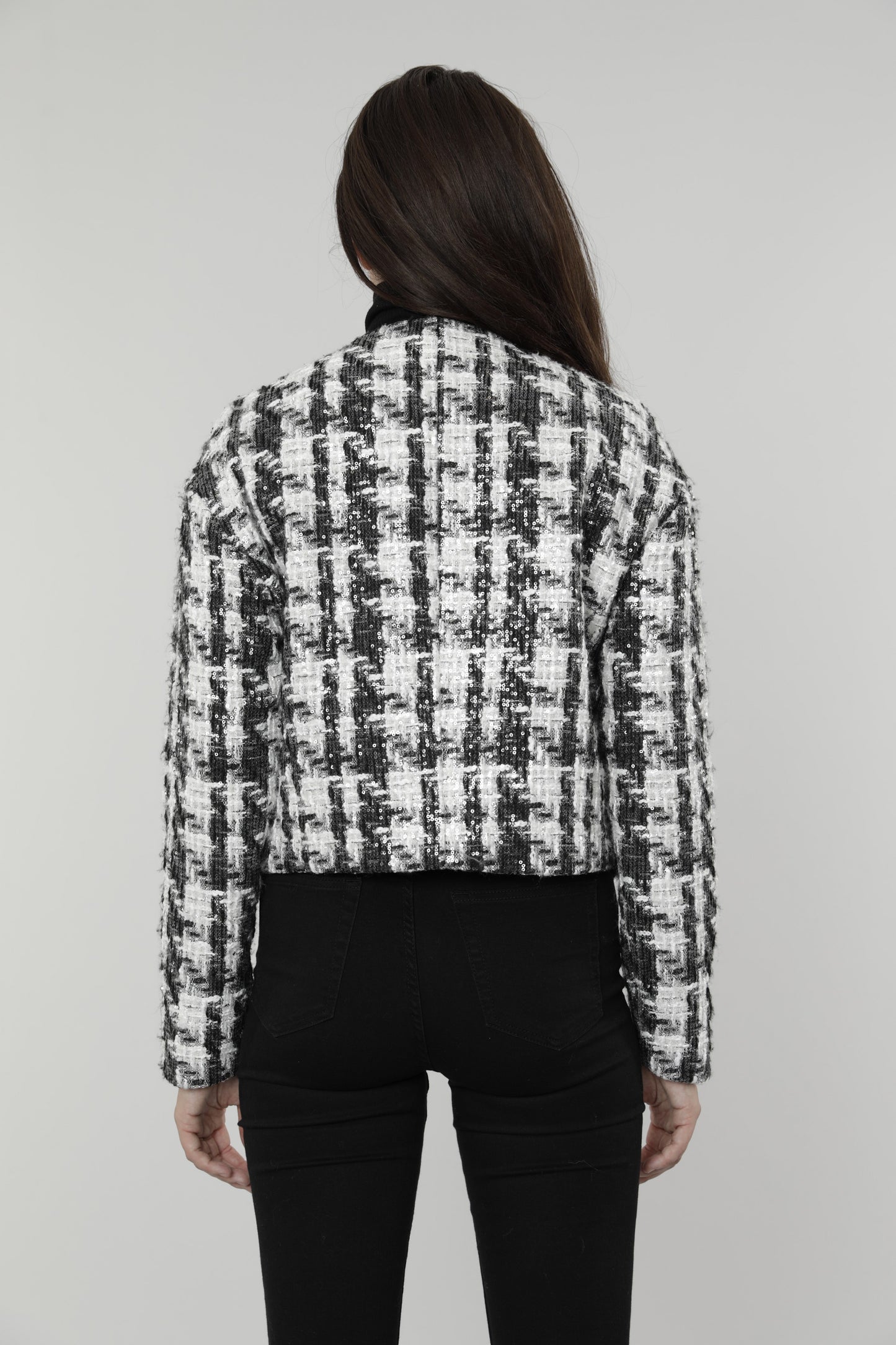 Load image into Gallery viewer, Sequin Over Tweed Jacket
