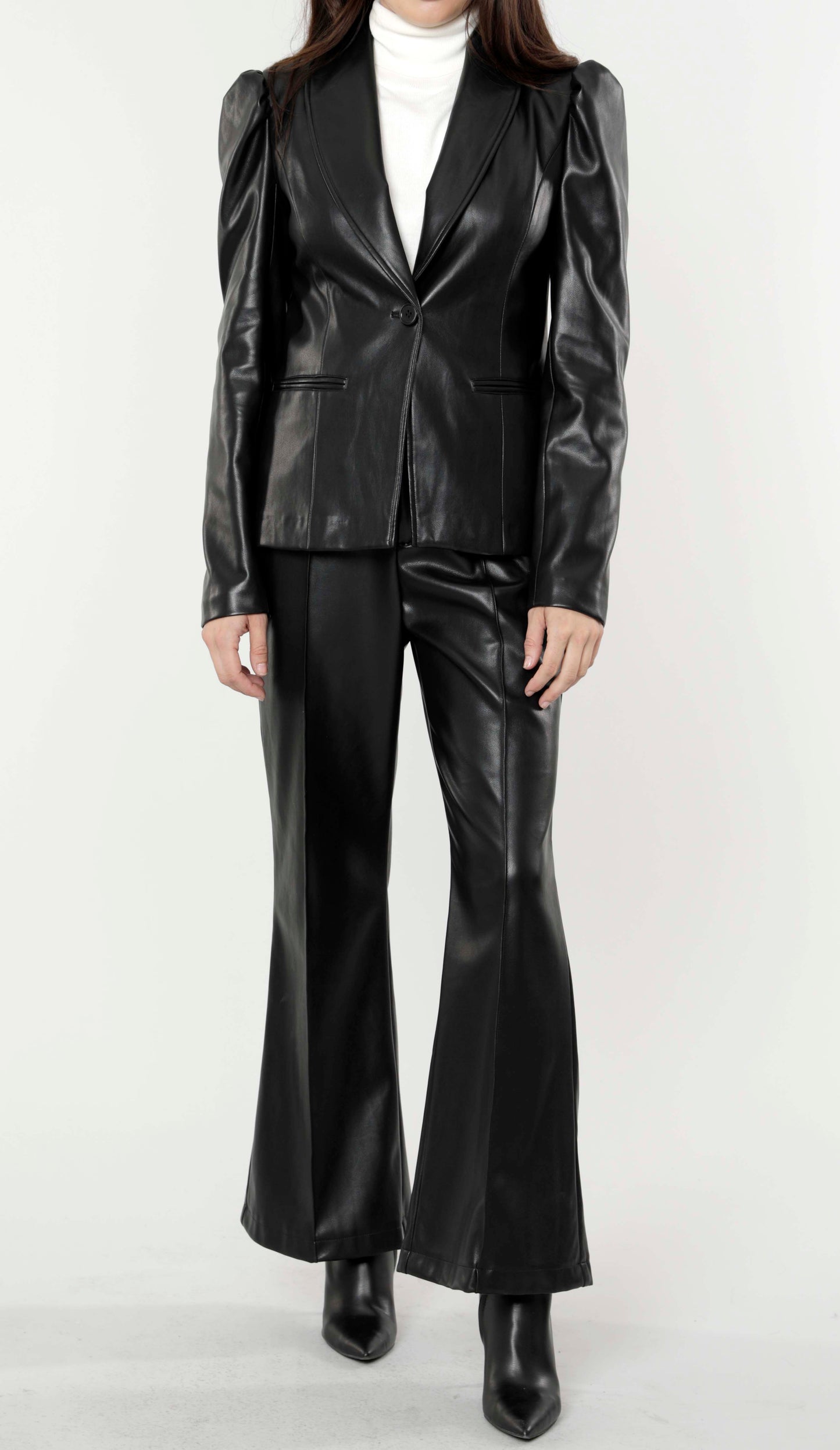 Load image into Gallery viewer, Wide Leg Vegan Leather Pants

