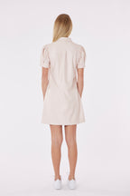 Faux Leather Mini Dress with Puff Sleeves