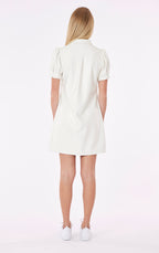 Faux Leather Mini Dress with Puff Sleeves