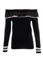 Off-Shoulder Ruffle Lace Blouse, Black, Dolce Cabo