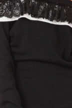 Off-Shoulder Ruffle Lace Blouse, Black, Dolce Cabo