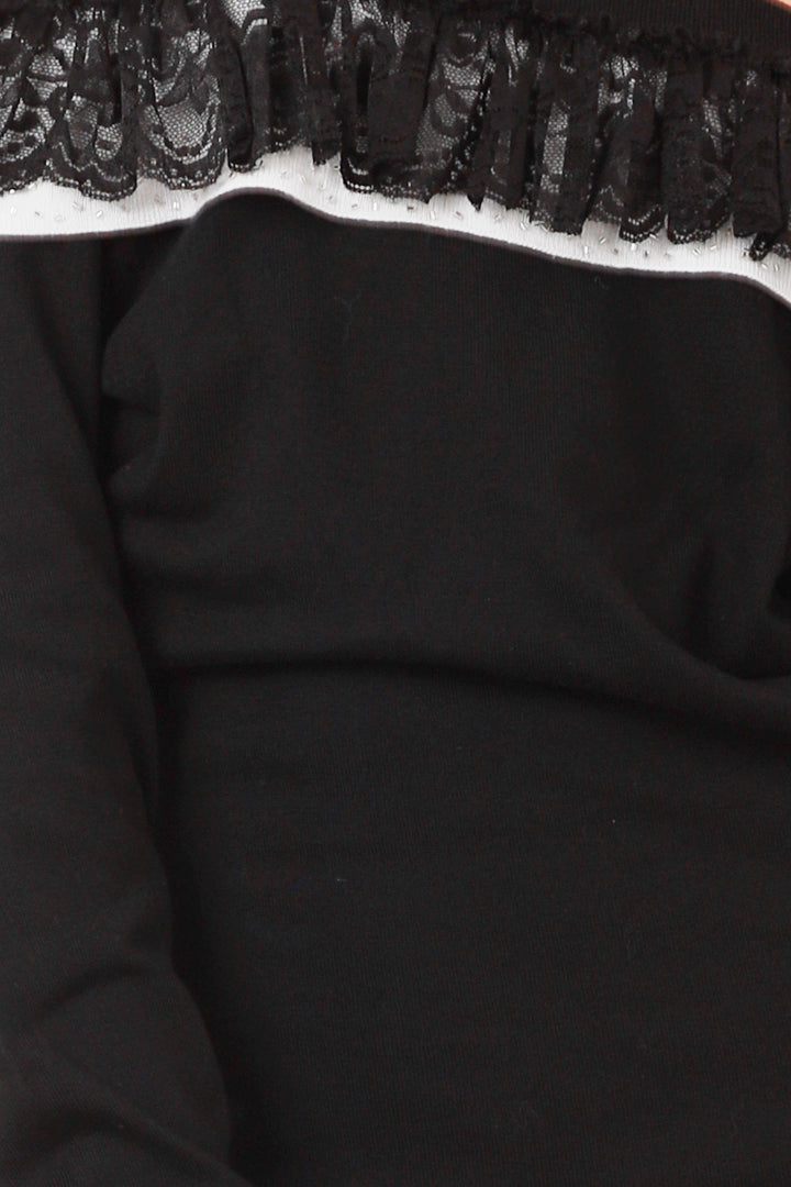 Off-Shoulder Ruffle Lace Blouse, Black, Dolce Cabo